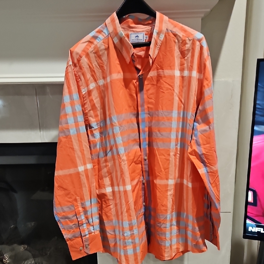 Southern Tide Coral and Navy Shirt